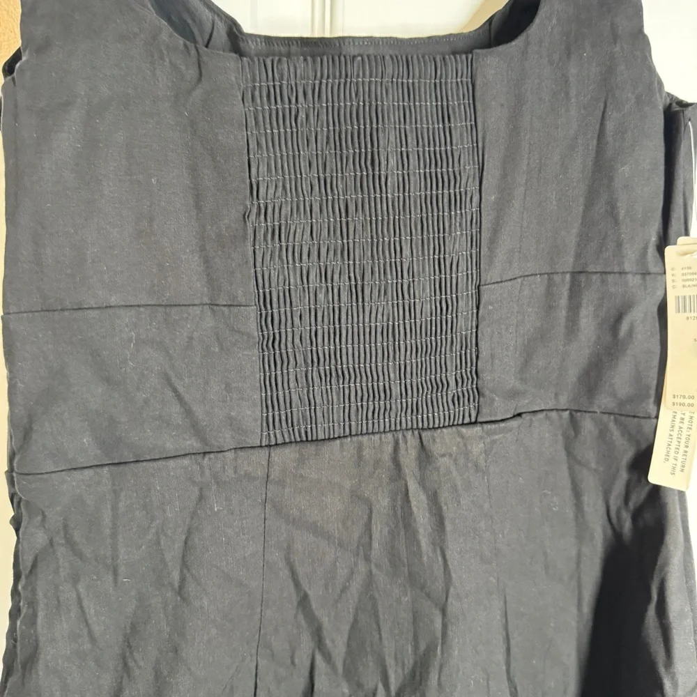 Anthropologie Linen Blend The Blythe Square Neck Tiered Dress Black Small NWT - Picture 12 of 12